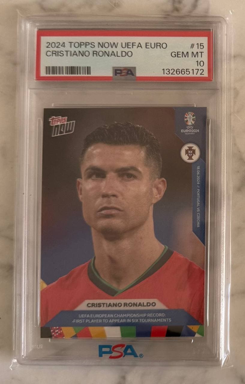 2024 Topps NOW UEFA EURO #15 Cristiano Ronaldo PSA 10 Gem Mint