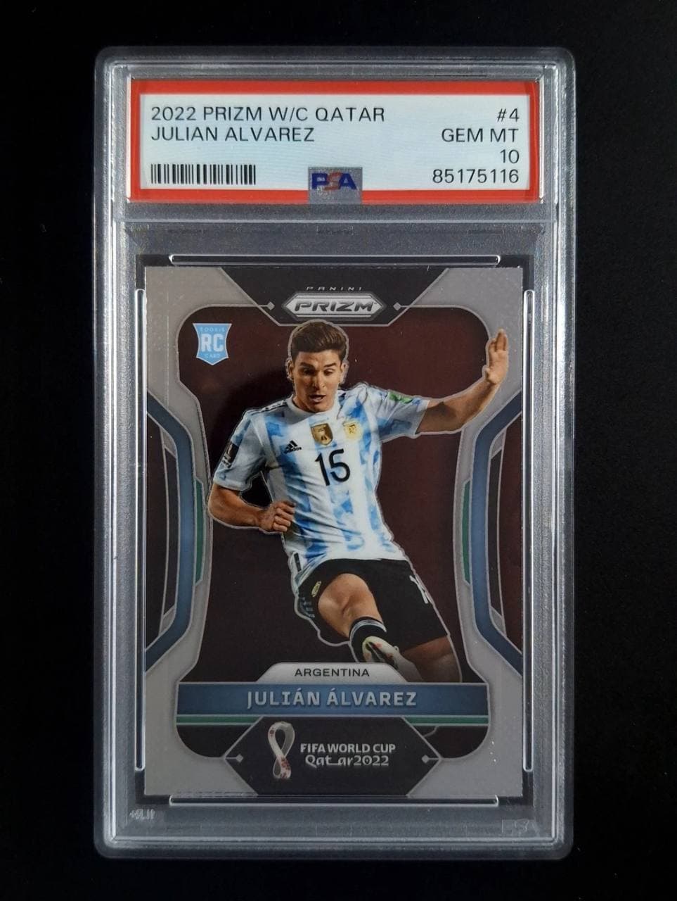 2022 Panini Prizm FIFA World Cup Qatar #4 Julián Álvarez Rookie Card (RC) PSA 10