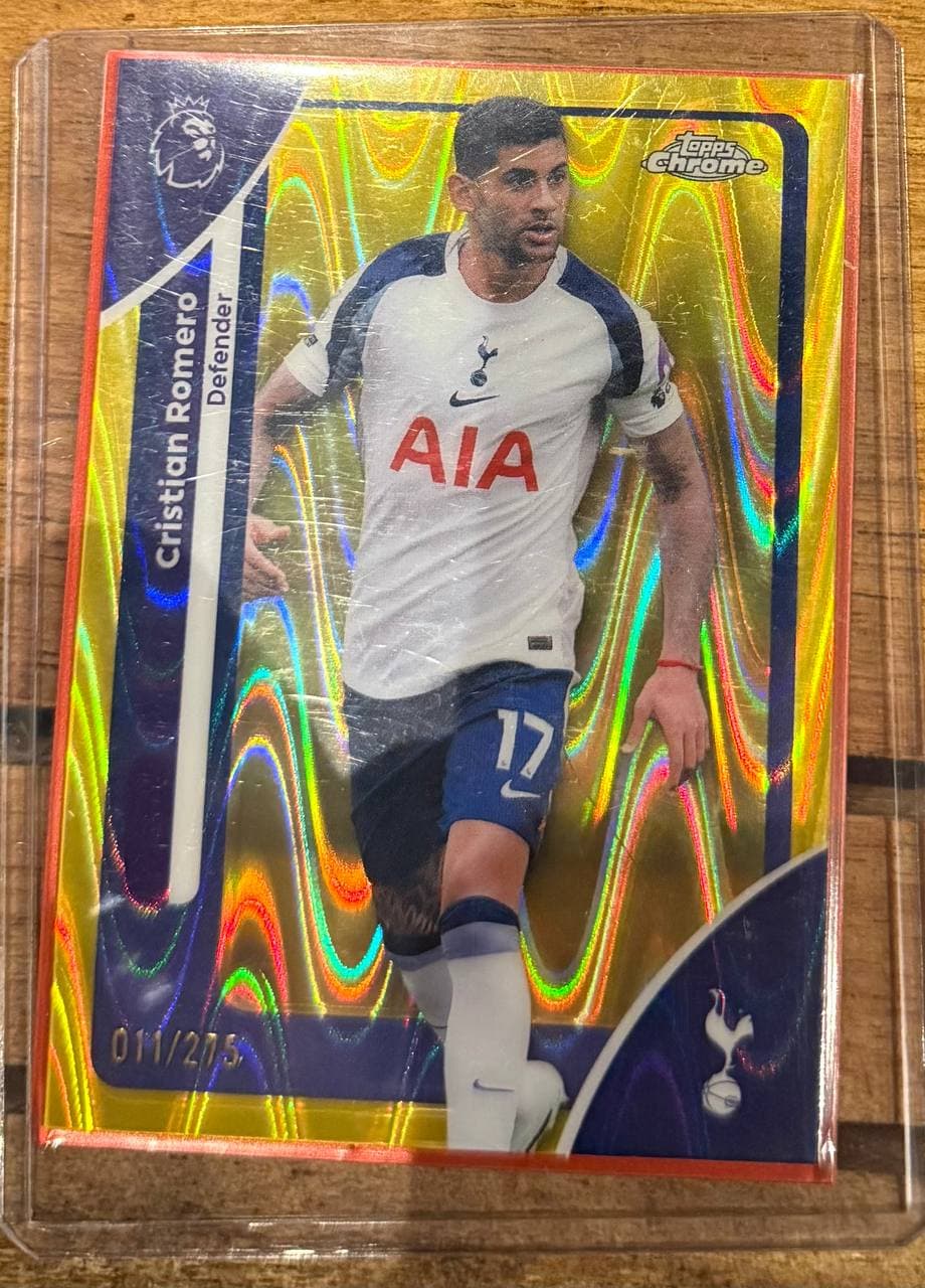 2022–23 Topps Chrome Premier League #168 Cristian Romero Gold Lava Refractor /275