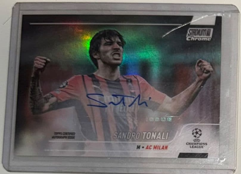 2021-22 Topps Stadium Club Chrome UEFA Champions League Chrome Autograph #CA-ST Sandro Tonali Auto